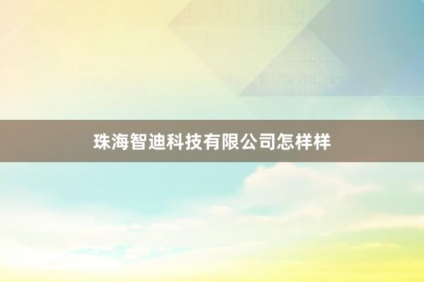 珠海智迪科技有限公司怎样样